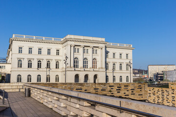 Wall in front of the bundesbahndirektion government building in Wuppertal, Germany