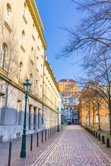 Cobblestoned street in the historic center of Wuppertal Elberfeld, Germany