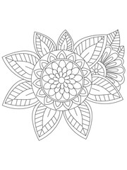 Flower Outline Illustration for Covering Book. Coloring book for kids and adults. animal Aloha Hawaii vector floral artwork. Coloring book pages for adults 
