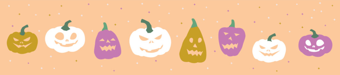 Halloween banner with funny pumpkins