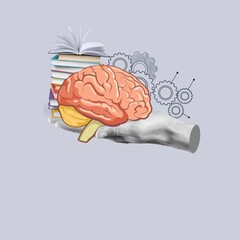 Education concept, hand hold a brain