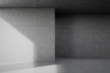 Empty concrete wall. 3d rendering of abstract interior space.