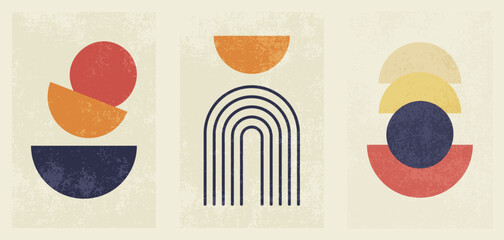 Set of posters in grunge style. Abstract posters.