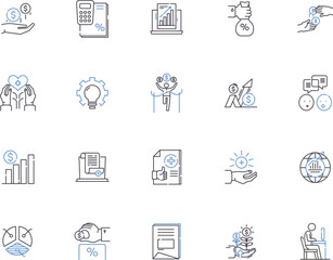 Assessment outline icons collection. testing, evaluation, examination, appraisal, grading, survey, rating vector and illustration concept set. measuring, analyse, measure linear signs