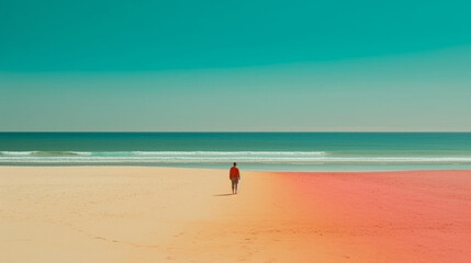 Fototapeta na wymiar minimal beach scene, front view Generative AI