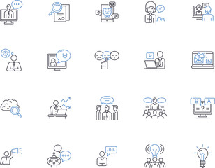 Questions and asnwers outline icons collection. Questions, Answers, Queries, Replies, Quizzes, Puzzles, Polls vector and illustration concept set. Intentions, Inquiries, Tests linear signs