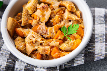 meat tripe food snack offal meat meal on the table copy space food background rustic top view