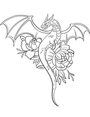 Immerse yourself in the world of fantasy with Mythical Creatures, a coloring page featuring a detailed outline illustration of an ancient dragon. Let your imagination soar as you bring this legend.