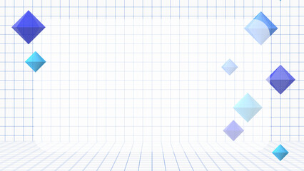 グリッド背景と立体的なひし形の背景　