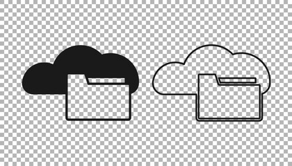 Black Cloud or online library icon isolated on transparent background. Internet education or distance training. Vector