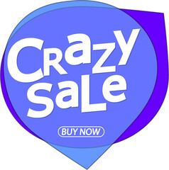Crazy Sale banner, discount tag on transparent background. Promotion sign for shop or online store, PNG illustration