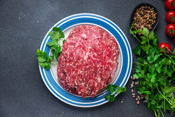 minced meat beef ground meat ready to cook healthy meal food snack on the table copy space food background rustic top view