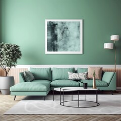 interior simple carpet style copy space living room cosy furniture modern lounge room loft. Generative AI.