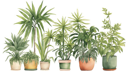 イラスト調の観葉植物(切り抜き) No.022 | Illustrative houseplants cut-out (picture, coloured paper, etc.)　Generative AI