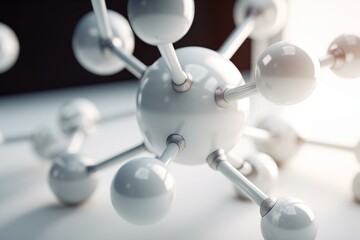 white molecule or atom, Abstract Clean structure for Science or medical background, 3d illustration. Generative AI
