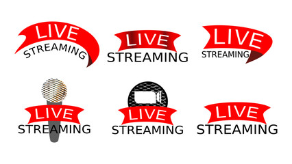 Fototapeta premium Streaming live social media badge set