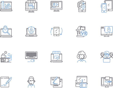 User outline icons collection. User, Profiles, Audience, Customers, Consumers, Visitors, Clients vector and illustration concept set. Individuals, Buyers, Subscribers linear signs