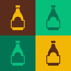 Pop art Soy sauce bottle icon isolated on color background. Vector