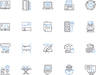 Homeware outline icons collection. Homeware, household, furnishings, furniture, decor, kitchenware, appliances vector and illustration concept set. bedding, bath, curtains linear signs