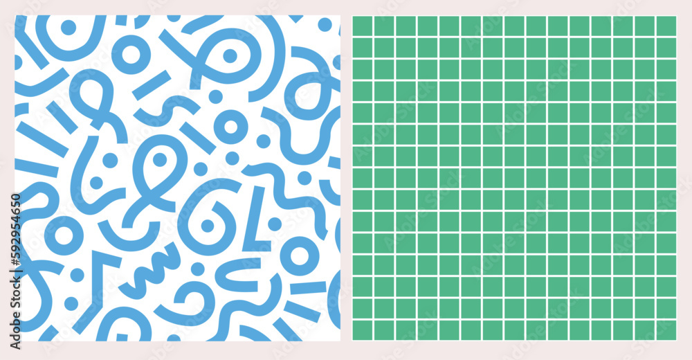 Poster random background from brutalist abstract form and grid. seamless geometric pattern set. bauhaus sty