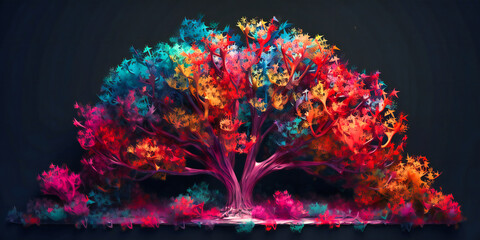 an image of a colorful tree with branches and leaves