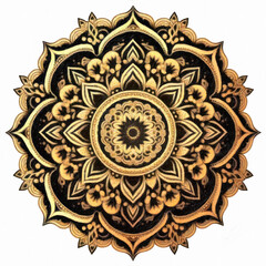 Mandala pattern on paper texture. Vintage decorative elements. Hand drawn background. Arabic, Indian, ottoman motifs. Ai Generative.