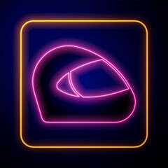 Glowing neon Racing helmet icon isolated on black background. Extreme sport. Sport equipment. Vector