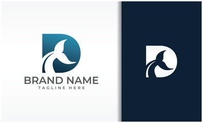 Letter D Whale Tail Logo