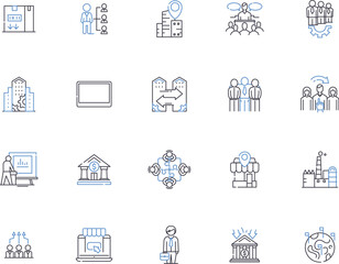 Enterprise architecture outline icons collection. Enterprise, Architecture, Systems, Integration, Strategic, IT, Infrastructure vector and illustration concept set. Modeling, Planning, Solutions