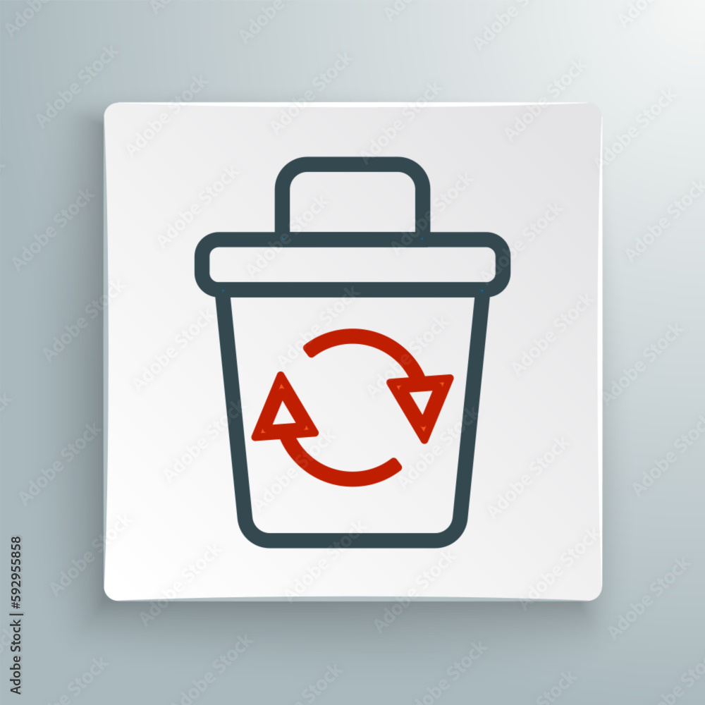 Poster line recycle bin with recycle symbol icon isolated on white background. trash can icon. garbage bin 