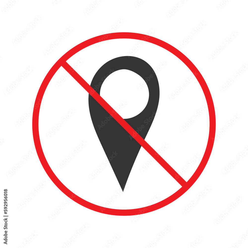 Aufkleber no location icon. forbidden geolocation icon. no navigation vector symbol. prohibited vector icon. w