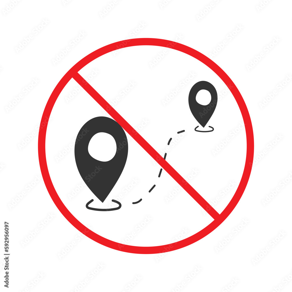 Aufkleber no location icon. forbidden geolocation icon. no navigation vector symbol. prohibited vector icon. w