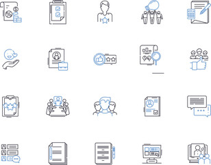 Blogging outline icons collection. blogging, posts, content, microblogging, articles, social, media vector and illustration concept set. press, authors, networks linear signs