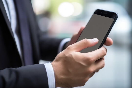 Hand of businessman using smartphone for email with notification alert, Online communication concept