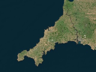 Cornwall, England - Great Britain. Low-res satellite. No legend