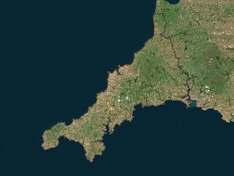 Cornwall, England - Great Britain. Low-res satellite. No legend