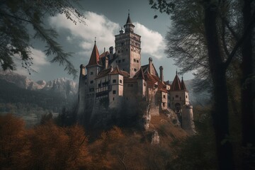 Castle medieval Dracula style. Generative AI