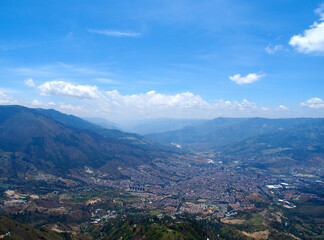 Medellin, Colombia - 17.02.2020: Aerial view of Medellin from the hills