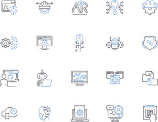 Security outline icons collection. safety, protection, safeguard, safeguard, trustworthiness, vigilance, defense vector and illustration concept set. watchfulness, wariness, care linear signs