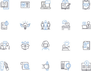 Learning business outline icons collection. business, learning, marketing, strategies, entrepreneurship, finance, sales vector and illustration concept set. management,investment,networking linear
