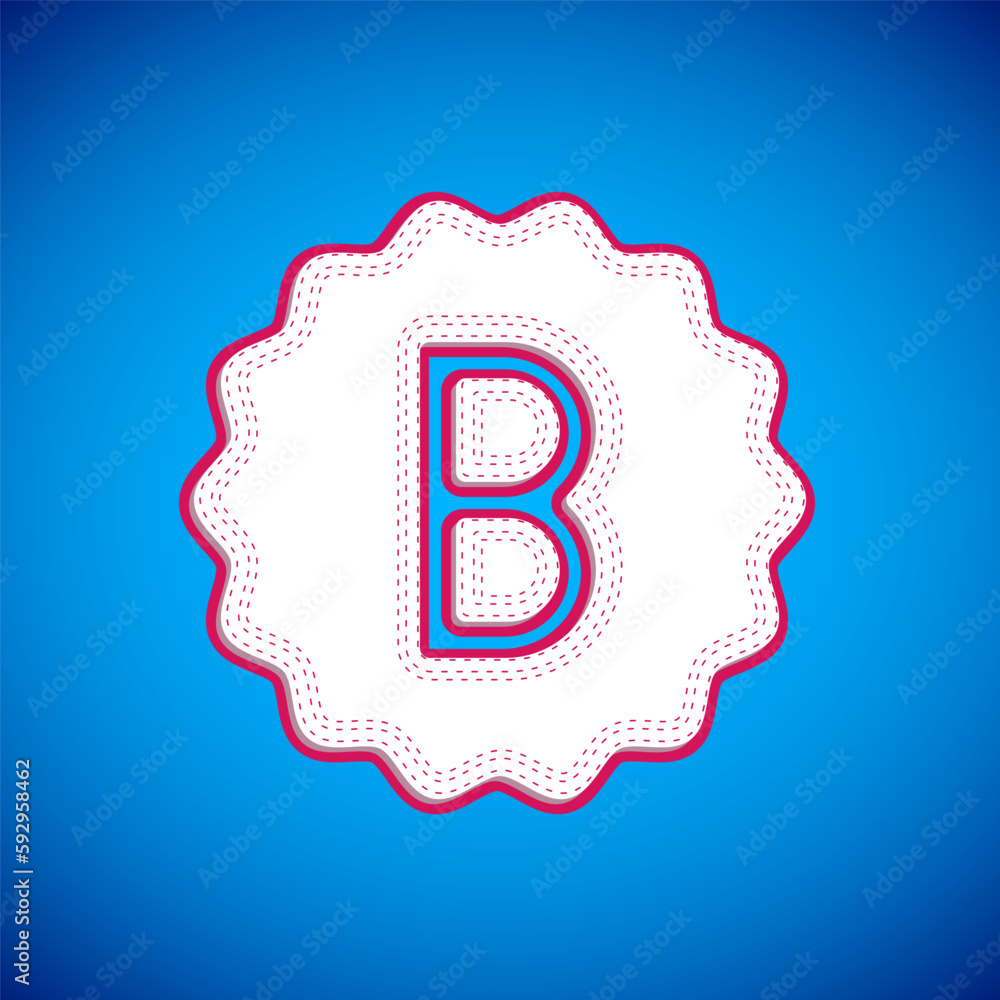 Poster white exam paper with incorrect answers survey icon isolated on blue background. bad mark of test re