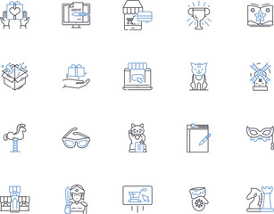 Craft business outline icons collection. Craft, Business, Crafting, Handmade, Create, Artisan, Sell vector and illustration concept set. Shop, Goods, Design linear signs