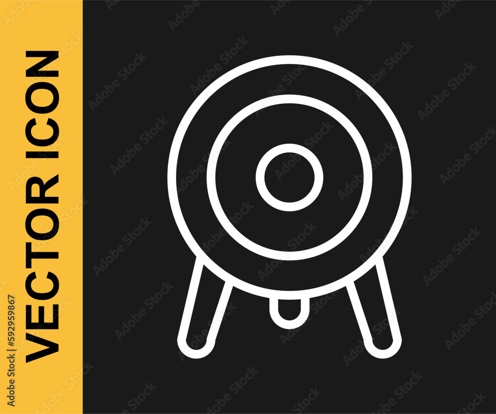 Poster white line target sport icon isolated on black background. clean target with numbers for shooting ra