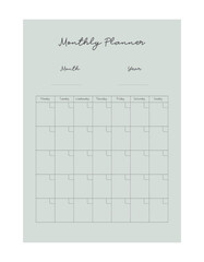 Monthly printable template Vector. Simple Easily plan out of your day. Simple Clear Vector illustration design.
