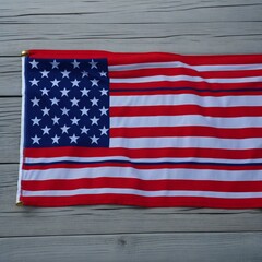 Fototapeta premium american flag on wooden surface, USA Flag Generative Ai