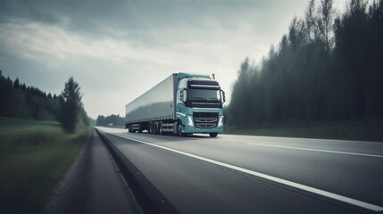 Obraz na płótnie Canvas Truck on road in sunlight, generative AI