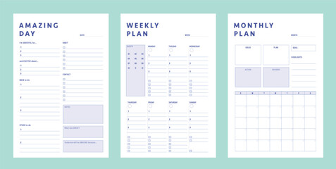 Daily weekly monthly planner. Simple Easily plan out of your day. Simple Clear Vector illustration design.