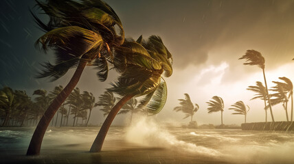 strong wind hurricane island flood disaster .Generative AI