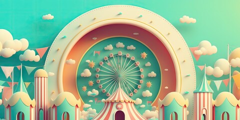 Circus Backdrop in the Fair Fun and Frolic Style - A Fun and Enjoyment Background Texture - Happy and Funny Wallpaper created with Generative AI technology