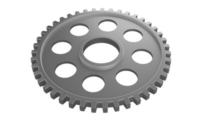 Metal machine gear isolated on transparent background. Cogwheel concept. 3D render